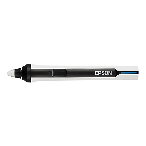 Epson Interaktionsstift in Weiß und Schwarz vor neutralem Hintergrund.