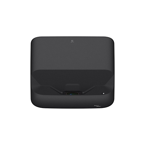 Schwarzer Projektor, abgerundete Form, mit "BOUND BY BOSE" am Boden.