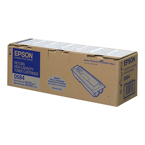 Brauner Epson Toner Kartuschen Karton mit blauem und grauem Aufdruck.