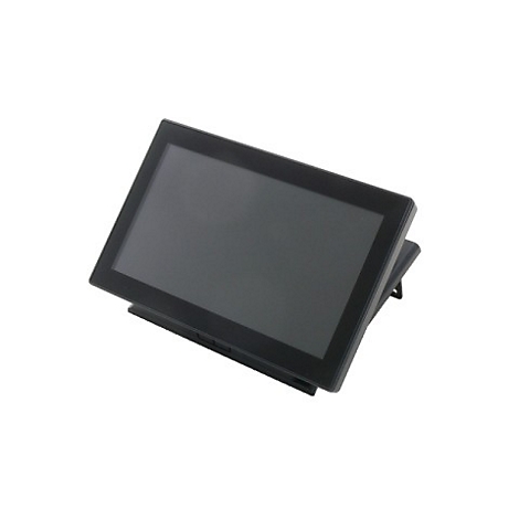 Ein schwarzes Tablet, leicht schräg gestellt, vor weißem Hintergrund.