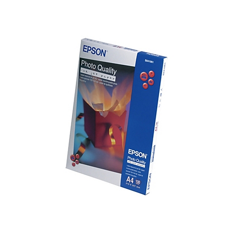 Epson Photo Quality Ink Jet Papier A4 Verpackung vor weißem Hintergrund.