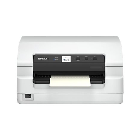Weißer Drucker mit Bedienfeld und Papierzufuhr.