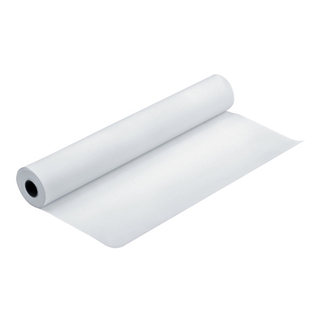 Eine Rolle weißes Papier mit einem schwarzen Kern, die ein Stück ausgerollt ist.
