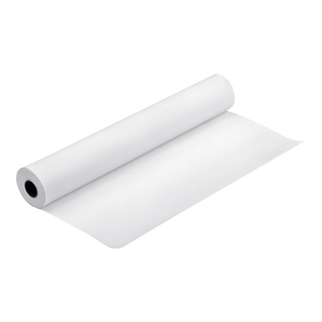 Eine Rolle weißes Papier mit einem schwarzen Kern vor einem weißen Hintergrund.