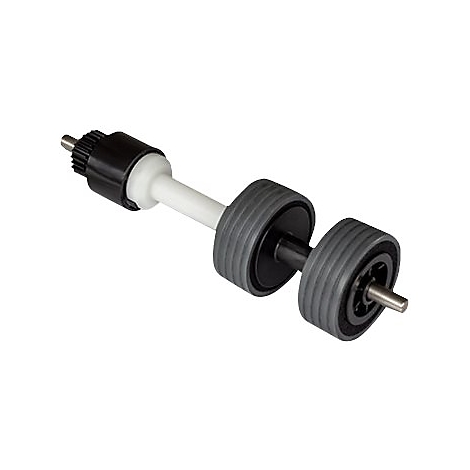 Detailaufnahme einer Walze für einen Drucker mit schwarzen, grauen und weißen Elementen.