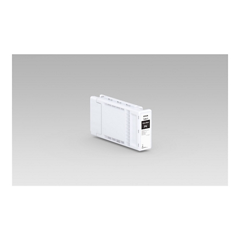 Weiße Epson Tintenpatrone T48U1 Photo Black mit 350ml Inhalt vor neutralem Hintergrund.