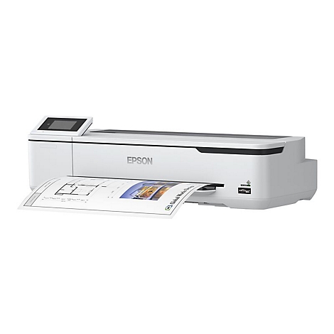 WeiÃŸer Drucker mit ausgedrucktem Plan. Das Epson-Logo ist sichtbar.