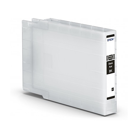 Schwarze Tintenpatrone mit dem Label "Black Noir BK" von Epson.