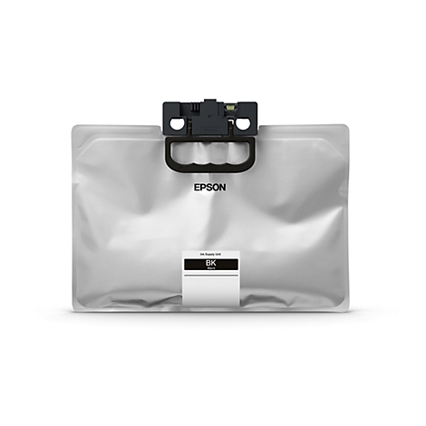 Schwarze Tintenpatrone von Epson, mit Griff und Aufschrift EPSON.