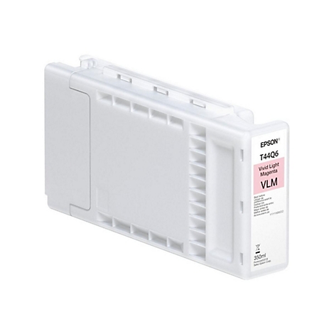 Une cartouche d'encre Epson blanche avec l'inscription "Vivid Light Magenta", "VLM" et des informations d'expiration.