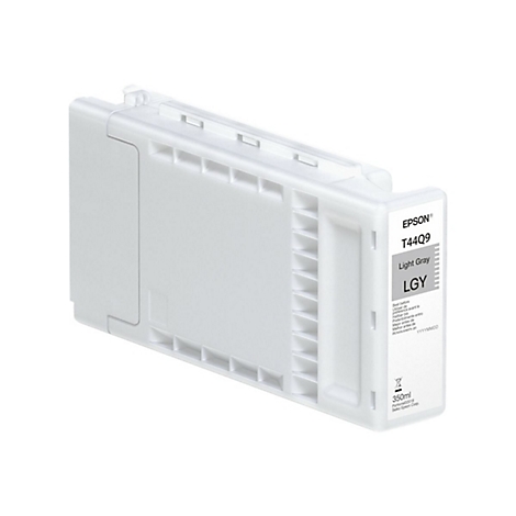 Hellgraue Epson-Tintenpatrone, die den Produktnamen T44Q9 und eine Füllmenge von 350 ml trägt.