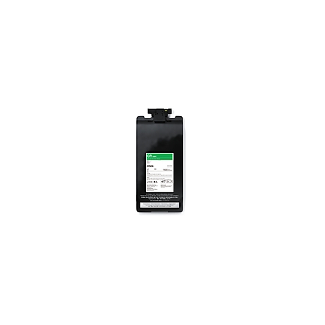 Schwarze Tintenpatrone mit weißer Beschriftung auf weißem Hintergrund. Oben ein Griff.