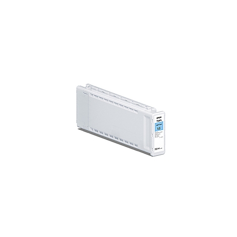 Hellblaue Tintenpatrone für Drucker, mit 'LC' und Herstellerangaben.