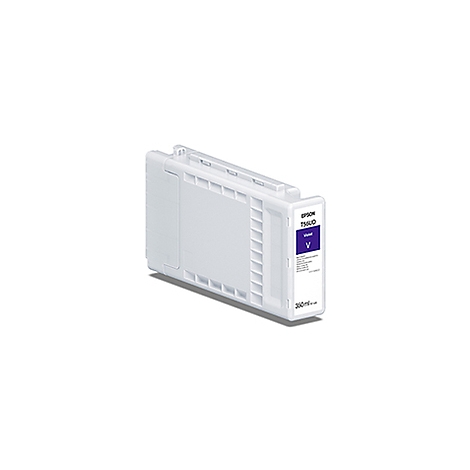 Eine weiße Tintenpatrone mit lila Aufkleber; 'EPSON T5660 Violet V' steht auf dem Etikett, daneben 300 ml.