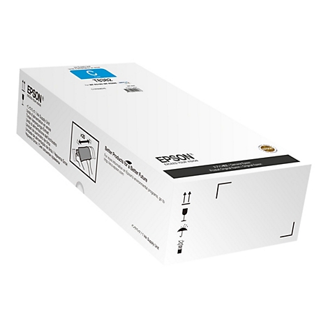 WeiÃŸer Epson Tintenpatronen-Karton in SchrÃ¤gansicht. Mit blauem Label und Produktbezeichnung.