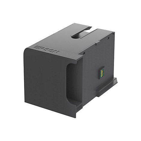 Schwarze Epson-Druckerpatrone. Oben ist der Schriftzug Epson zu erkennen. Seitlich eine Aussparung für den Griff.