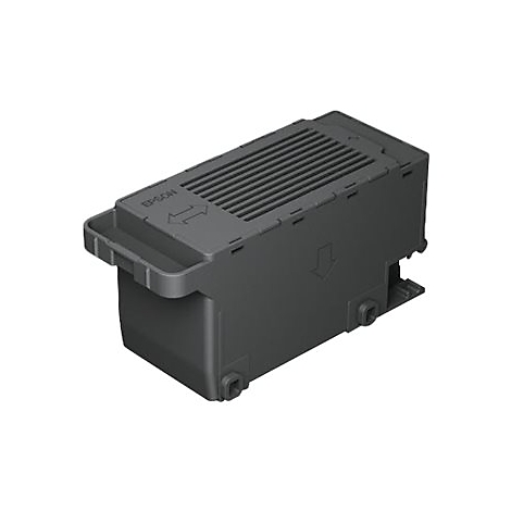 Schwarze Tintenpatrone mit dem Epson-Logo und Pfeilrichtung. Oben ein Lüftungsgitter.