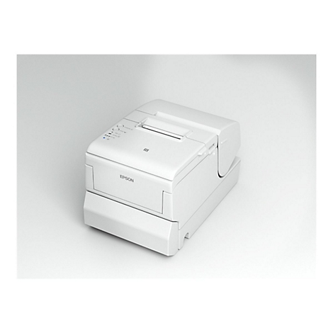 Weißer Drucker, Epson Logo. Auf einem hellen Hintergrund.