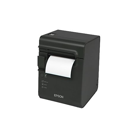 Schwarzer Drucker mit aus Papier kommendem Papier. Auf dem Drucker steht Epson.