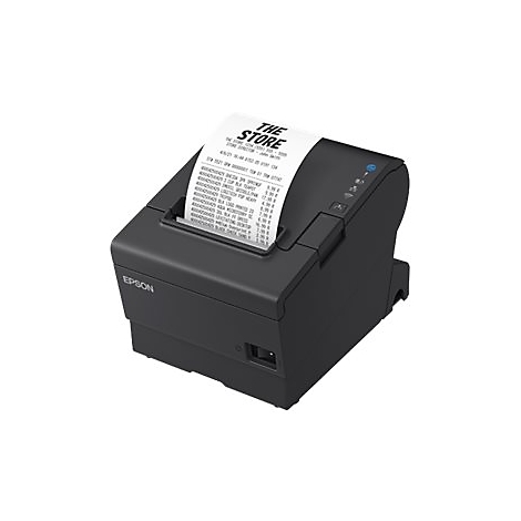 Schwarzer Bondrucker von Epson. Auf dem ausgegebenen Papier steht "THE STORE".