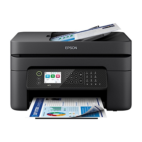 Schwarzer Drucker mit Papierausdruck; EPSON Logo oben.