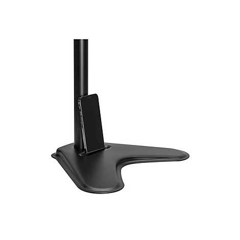 Schwarze Smartphone-Halterung mit Ständer, ein Smartphone ist eingesetzt.