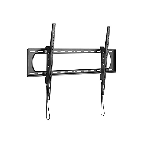 Schwarze TV-Wandhalterung, bestehend aus zwei vertikalen Schienen und einer horizontalen Halterung.