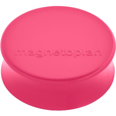 Een roze magneet, Magnetoplan belettering. Detailopname.