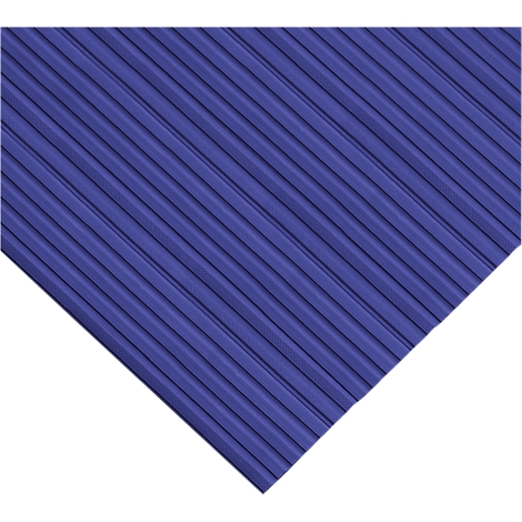 Blue, corrugated material in a diagonal cut.