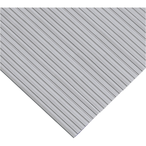 Gray, ribbed material at a diagonal angle. The pattern consists of parallel, vertical lines.