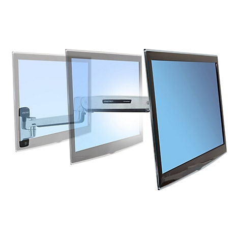 Der Schwenkarm ist an drei Bildschirmen dargestellt, die übereinander gelagert sind. Der rechte Bildschirm ist fokussiert.