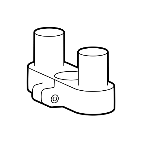 Schwarz-weiße Illustration einer Halterung mit zwei zylindrischen Säulen. Detailansicht.