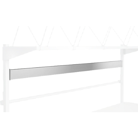 Metal bar with a smooth surface, attached to a white frame.