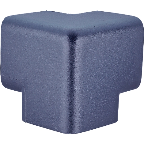 Conector de esquina de plástico azul, en ángulo recto.