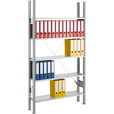 Estantería de archivo SSI Schaefer, sección básica, 5 estantes, ancho 995 x fondo 300 mm, lacada