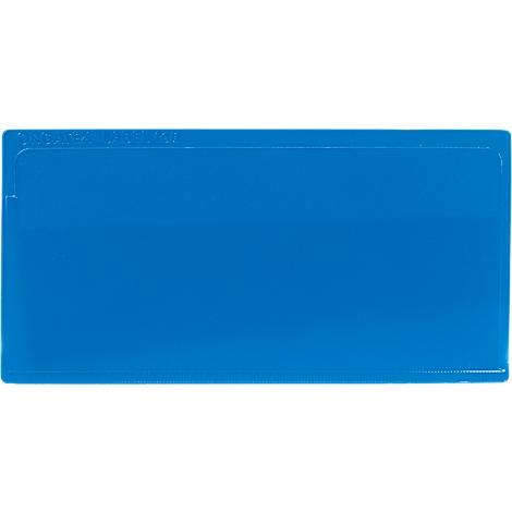 Rechthoekig blauw plastic met afgeronde hoeken, mogelijk een kaart.