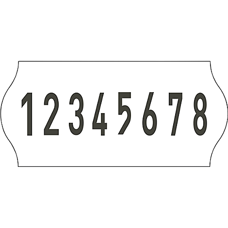 Les chiffres noirs de 1 à 8 sont disposés en ligne sur un fond blanc. Le panneau est incurvé sur les côtés.