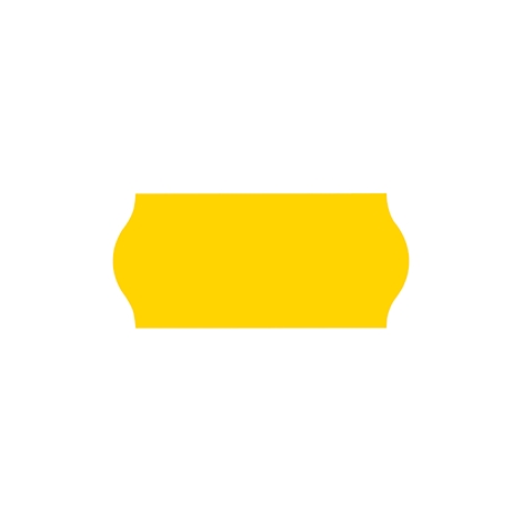 Étiquette jaune avec des bords incurvés. Sur fond blanc.