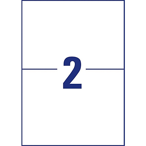 Rectangle blanc avec un cadre bleu et une ligne bleue au milieu. A l'intérieur, un 2 bleu.