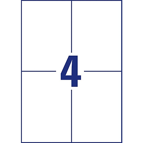 Sur fond blanc, divisé en 4 carrés, un '4' bleu foncé.