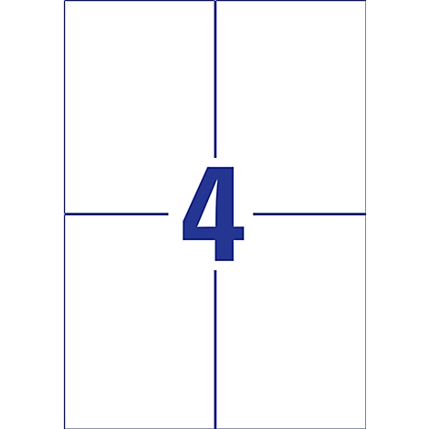 Rectangle blanc avec le chiffre 4 bleu foncé. Le champ est divisé en quatre champs égaux.
