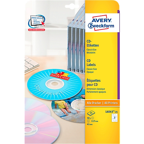 Étiquettes multifonctionnelles CD L 6043-25, ø 117 mm, 50 p.