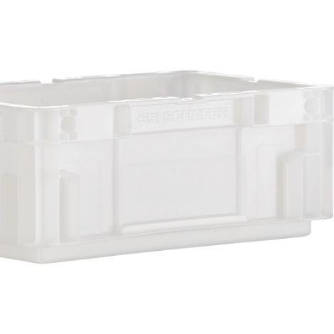 Une boîte en plastique transparente avec l'inscription "SCHNEIDER".
