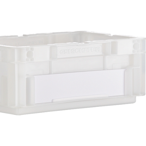 Caisse en plastique transparente avec l'inscription 'FRISCHAUFER'.