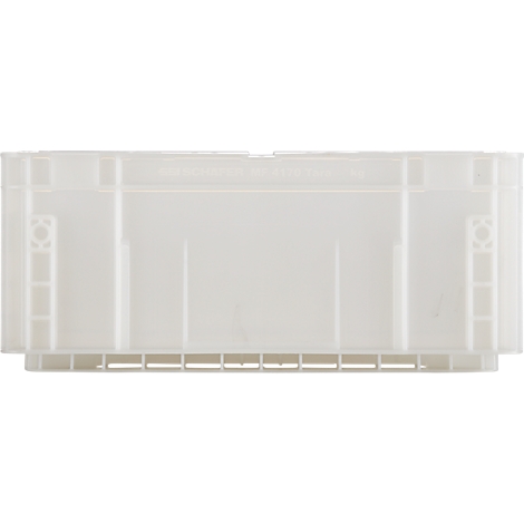 Transparente Kunststoffbox, leere Kiste mit rechteckiger Form.