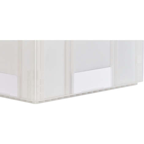 Close-up van een doorzichtige plastic doos. De doos heeft een gegolfde structuur en is licht doorschijnend.