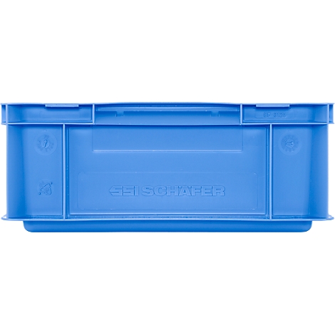 Blaue Kunststoffbox mit dem Schriftzug "SSI SCHÄFER".