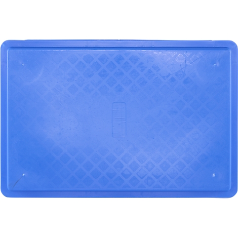 Plateau en plastique bleu avec motif en losange, rectangulaire.