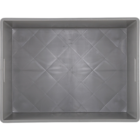 Boîte en plastique grise avec surface matelassée.