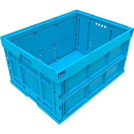 Light blue, open transport box with straight sides. The box is on a white background.